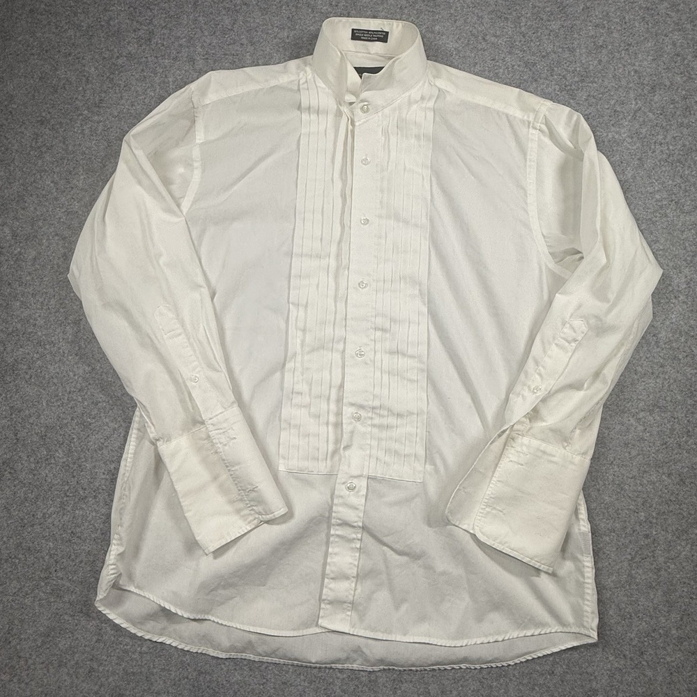 Bill Blass Formal Wear Mens L 16-16.5 32/33 White Pleated Tuxedo Shirt